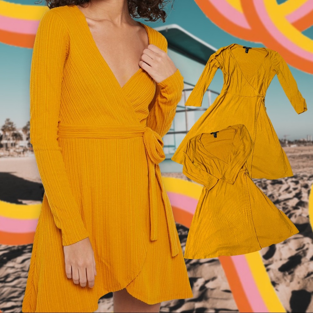 Yellow forever 21 wrap dress